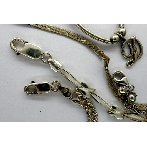 25 - Five 925 silver bracelets including a chain, largest chain L: 18 cm. P&P Group 1 (£14+VAT for the fi... 