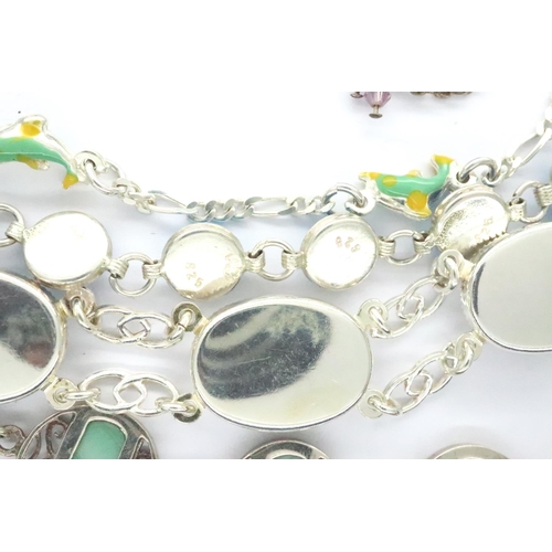 33 - Five 925 silver bracelets including an enamelled example, largest L: 20 cm. P&P Group 1 (£14+VAT for... 