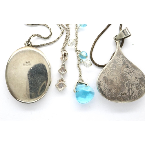 35 - Four 925 silver necklaces including a pendant locket, largest chain L: 56 cm. P&P Group 1 (£14+VAT f... 
