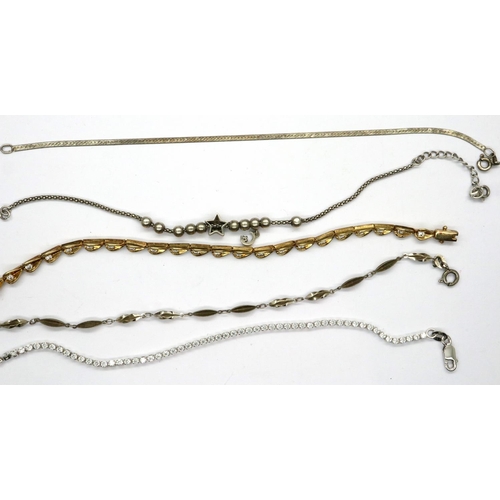 47 - Five 925 silver bracelets, including stone set examples, largest chain L: 18 cm. P&P Group 1 (£14+VA... 