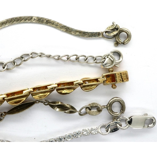 47 - Five 925 silver bracelets, including stone set examples, largest chain L: 18 cm. P&P Group 1 (£14+VA... 