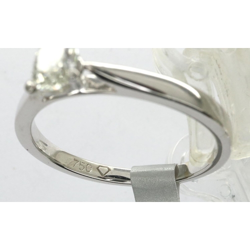 55 - New old stock 18ct white gold 0.40ct pear cut diamond solitaire ring, G/H, VS2, fully hallmarked, si... 