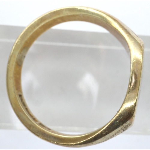 60 - 9ct gold signet ring, engraved DE, size U/V, 9.8g. P&P Group 1 (£14+VAT for the first lot and £1+VAT... 