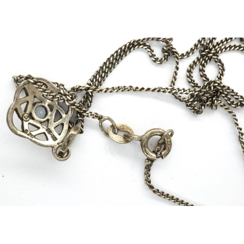 74 - 925 silver Celtic pendant with central stone on a 925 silver chain, chain L: 40 cm, 3g. P&P Group 1 ... 