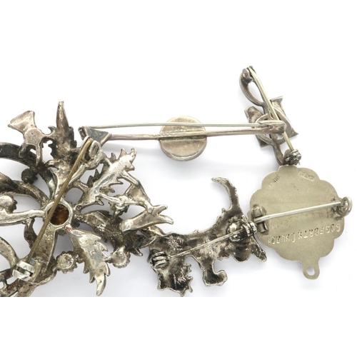 77 - Five 925 silver brooches including a stone set example, largest D: 53 mm. P&P Group 1 (£14+VAT for t... 