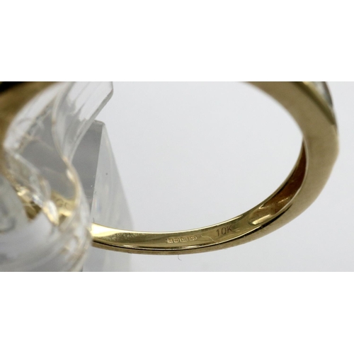 78 - 10ct gold ring set with ten diamonds, size O, 2.3g. P&P Group 1 (£14+VAT for the first lot and £1+VA... 