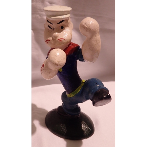 1017 - Cast iron kickboxing Popeye, H: 12 cm. P&P Group 1 (£14+VAT for the first lot and £1+VAT for subsequ... 