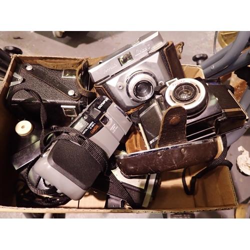 1050 - Six vintage cameras, including Olympus, Ferrania & Brownie. P&P Group 2 (£18+VAT for the first lot a... 