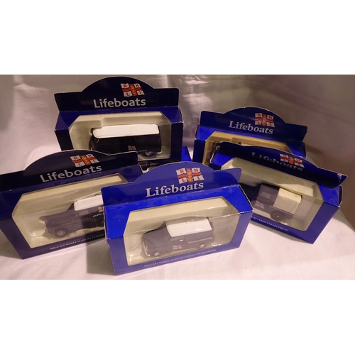 1058 - Five boxed RNLI vehicles. Not available for in-house P&P