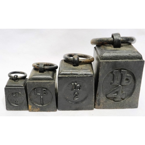 2059 - Set of four graduated Military scale weights. Not available for in-house P&P.