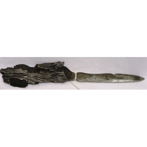 2065 - WWI German Trench Art letter knife, dated 1914 made from shell shrapnel, L: 16 cm. P&P Group 1 (£14+... 