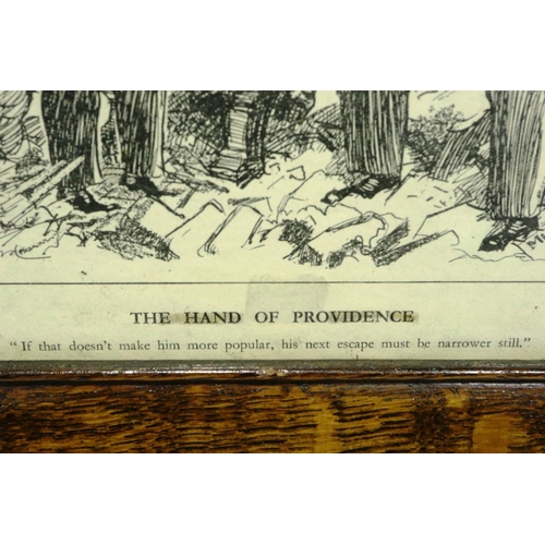 2068 - The Hand of Providence, a WWII period Punch magazine cartoon cutting, after E A Shepard, framed, ove... 