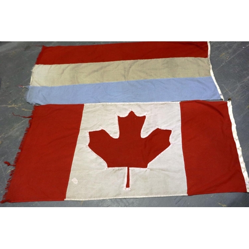 2071 - Two flags: Canada and Luxembourg, each of multi-piece construction, 150 x 90 cm, both frayed. P&P Gr... 