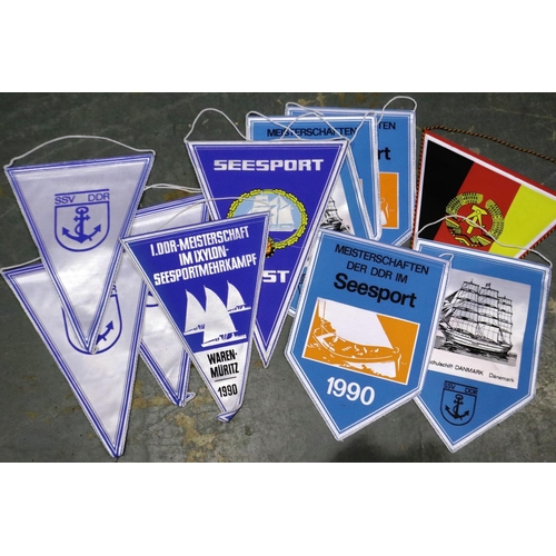 2074 - A collection of East German DDR pennants (13). P&P Group 1 (£14+VAT for the first lot and £1+VAT for... 