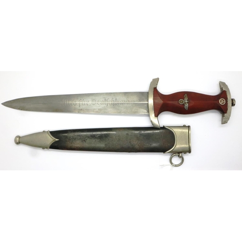 2108 - Third Reich NSKK dagger, 1933 Pattern, RZM M7/33, maker FW Holler. Good order throughout with some w... 