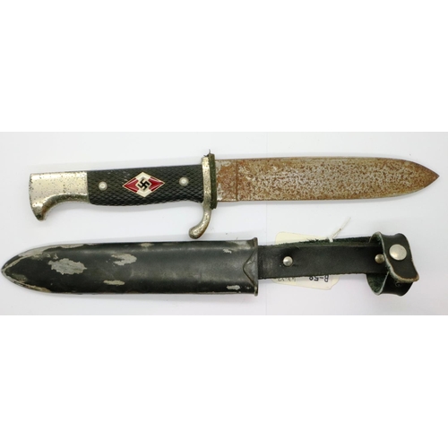 2110 - WWII German Hitler Youth knife with metal sheath, the blade RZM marked. P&P Group 2 (£18+VAT for the... 