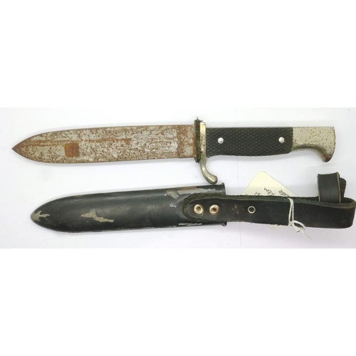 2110 - WWII German Hitler Youth knife with metal sheath, the blade RZM marked. P&P Group 2 (£18+VAT for the... 