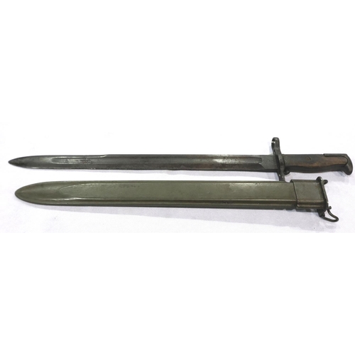 2114 - WWI USA 1905 Pattern Springfield bayonet with scabbard, maker Springfield Armory. P&P Group 2 (£18+V... 