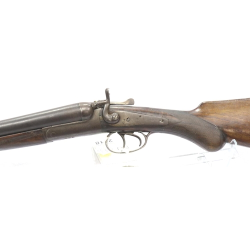 2118 - A 19th century 12 gauge double barrel shotgun with hammer action, with EU spec deactivation certific... 