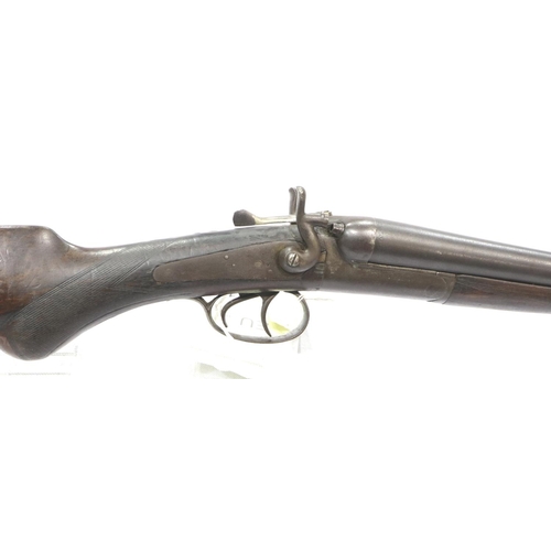 2118 - A 19th century 12 gauge double barrel shotgun with hammer action, with EU spec deactivation certific... 