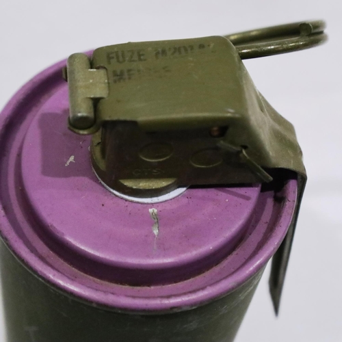 2124 - INERT Vietnam War period US M18 smoke grenade (violet) in original container. P&P Group 2 (£18+VAT f... 