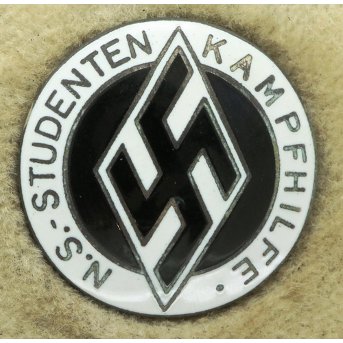 2147 - WWII German Students Federation Kampfhilfe, aid badge RZM/63 for Steinhauer and Luck, Ludenscheid, i... 