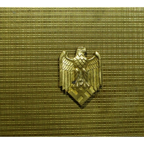 2040 - WWII German card/cigarette box with Eagle and name engraved to front. Lid hinge pins missing. P&P Gr... 