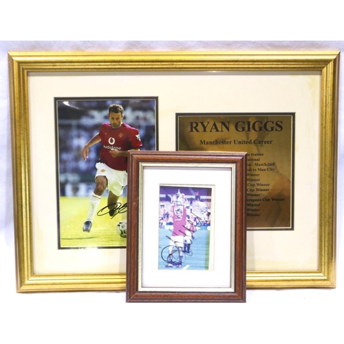 2193 - Ryan Giggs, a framed montage comprising a pen signed publicity shot and metallicized history with a ... 