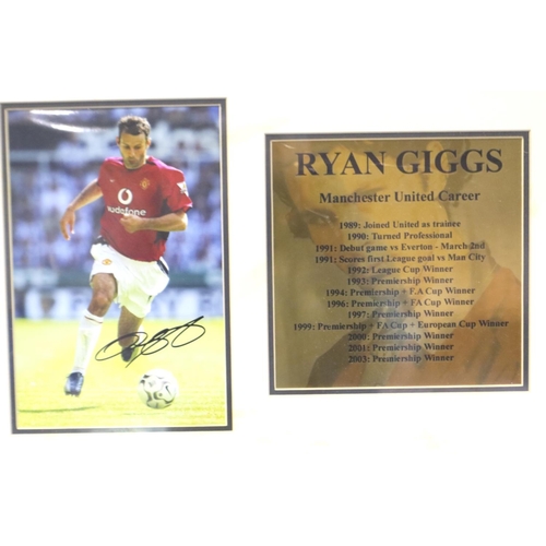 2193 - Ryan Giggs, a framed montage comprising a pen signed publicity shot and metallicized history with a ... 