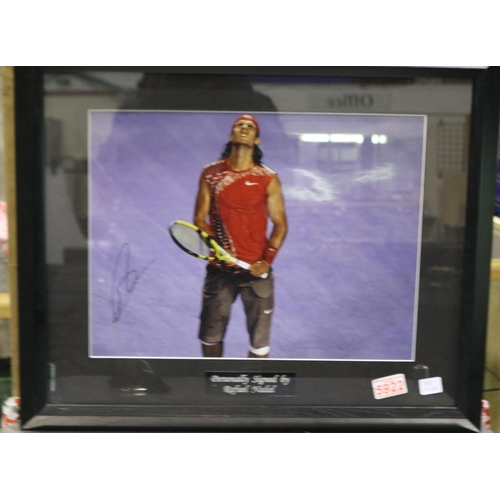 2205 - Framed signed photograph of Rafael Nadal with COA, 39 x 29 cm. Not available for in-house P&P