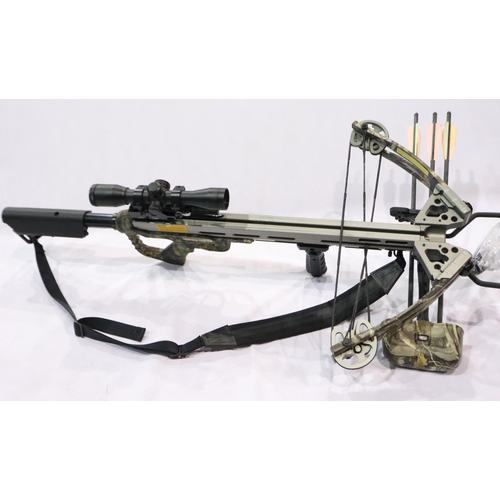 2206 - Aremx Torpedo 185lb compound crossbow with 14 x 32 illuminated scope, arrows and cocking rope. P&P G... 