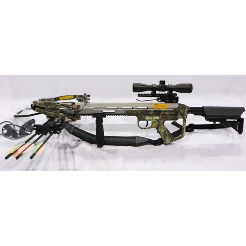 2206 - Aremx Torpedo 185lb compound crossbow with 14 x 32 illuminated scope, arrows and cocking rope. P&P G... 