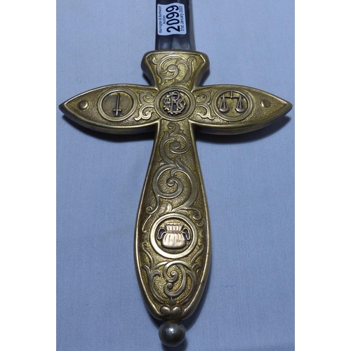 2099 - An early 20th century American presentation Liberty sword, the brass grip decorated in relief. P&P G... 