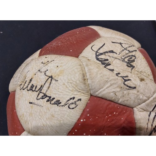 2211 - 1980s signed Liverpool FC football, featuring Ian Rush, Alan Hansen and Mark Lawrenson signatures. P... 