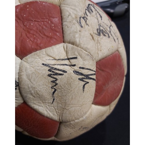 2211 - 1980s signed Liverpool FC football, featuring Ian Rush, Alan Hansen and Mark Lawrenson signatures. P... 