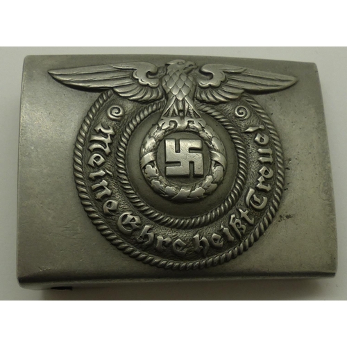 2080H - A German SS pressed metal belt buckle, RZM marked verso, numbered 36/40, 63 x 47 mm. P&P Group 1 (£1... 