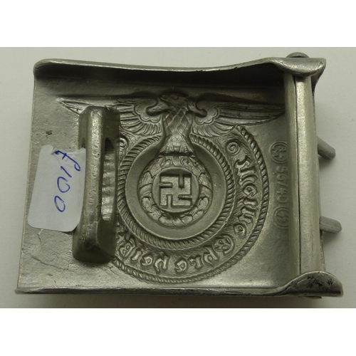 2080H - A German SS pressed metal belt buckle, RZM marked verso, numbered 36/40, 63 x 47 mm. P&P Group 1 (£1... 