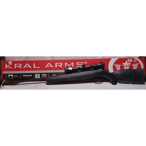 2213 - Kral Arms .22 air rifle with box and scope, new condition. P&P Group 3 (£25+VAT for the first lot an... 