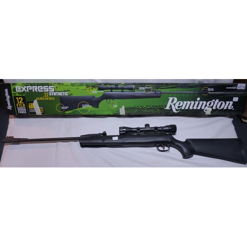 2214 - Remington Express .22 air rifle with box and scope, new condition. P&P Group 3 (£25+VAT for the firs... 