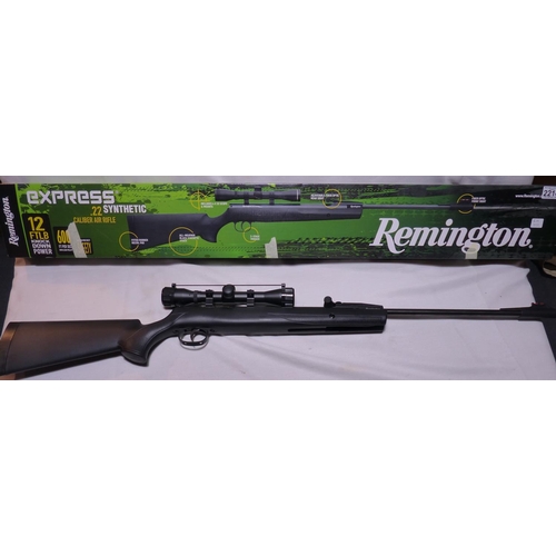 2214 - Remington Express .22 air rifle with box and scope, new condition. P&P Group 3 (£25+VAT for the firs... 