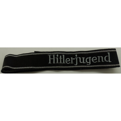 2080T - German embroidered cuff title: Hitlerjugend. P&P Group 1 (£14+VAT for the first lot and £1+VAT for s... 