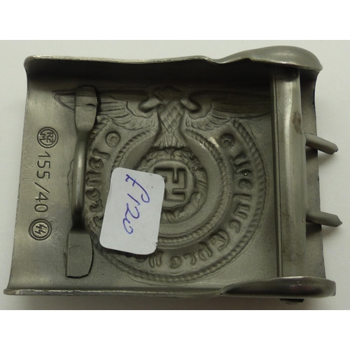 2080X - Pressed metal SS belt buckle, RZM marked and numbered 155/40. P&P Group 1 (£14+VAT for the first lot... 