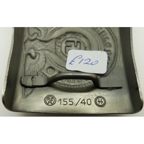 2080X - Pressed metal SS belt buckle, RZM marked and numbered 155/40. P&P Group 1 (£14+VAT for the first lot... 