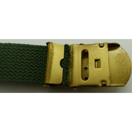 2090C - US Navy brass buckle with canvas belt. P&P Group 1 (£14+VAT for the first lot and £1+VAT for subsequ... 