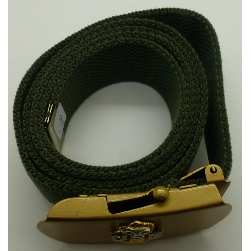 2090C - US Navy brass buckle with canvas belt. P&P Group 1 (£14+VAT for the first lot and £1+VAT for subsequ... 