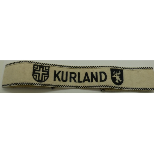 2090D - German Heer embroidered cuff title: Kurland. P&P Group 1 (£14+VAT for the first lot and £1+VAT for s... 