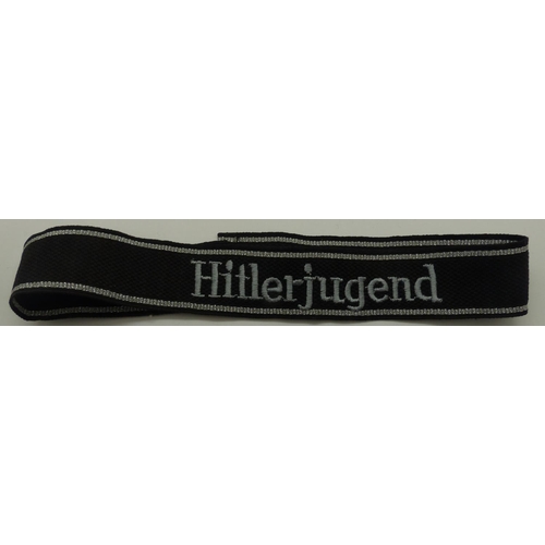 2090H - German embroidered cuff title: Hitlerjugend. P&P Group 1 (£14+VAT for the first lot and £1+VAT for s... 