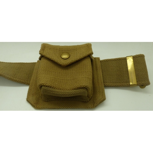 2136 - British WWII 1939 dated canvas service revolver holster, with belt and ammunition pouch. P&P Group 1... 