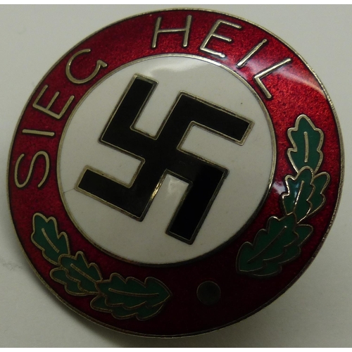 2170D - German party members enamelled white metal lapel badge. P&P Group 1 (£14+VAT for the first lot and £... 