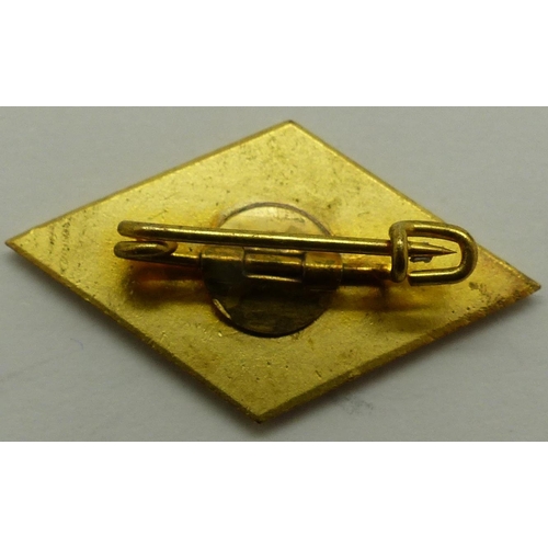 2170H - Gilt metal and enamelled Hitler Youth members badge. P&P Group 1 (£14+VAT for the first lot and £1+V... 